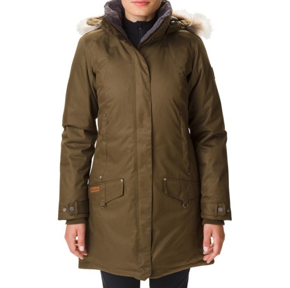 Columbia Alpine Escape Down Parka Waterproof  EUC Med brown/green colour! - Picture 2 of 13